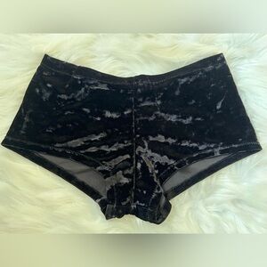 Hold Your Colour Black Crushed Velvet Burnout Boyshorts